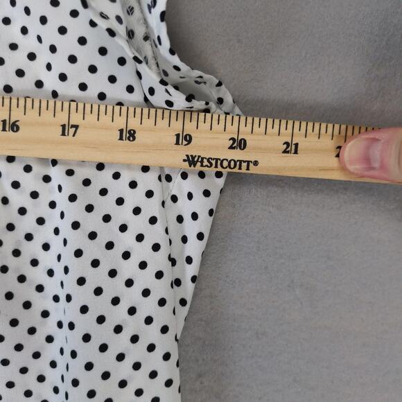 Savanna Jane Floral Embroidered Blouse Women's L B&W Polka Dot Babydoll Top Boho - Picture 4 of 10